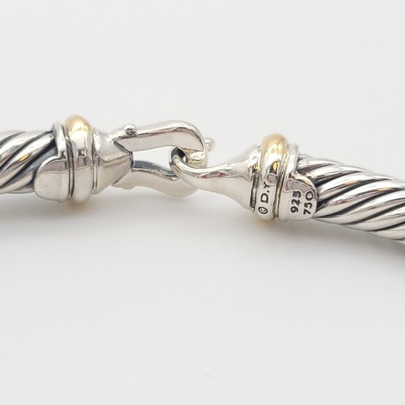 David Yurman Sterling Silver & 18k Gold 5mm Classic Cable Buckle Bracelet 6.5 in - Picture 5 of 9